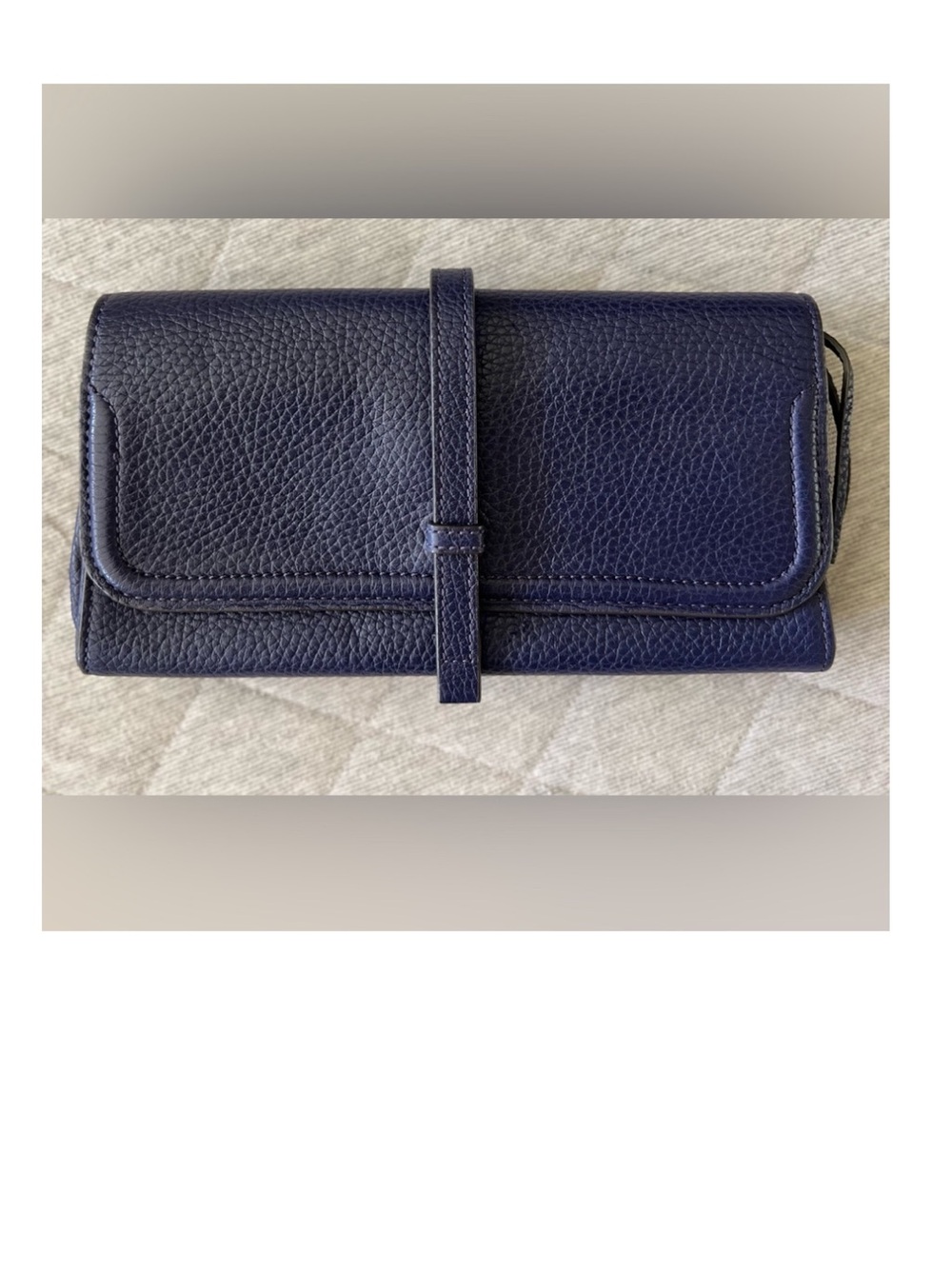ANNABEL INGALL Blue Pebbled Leather Clutch Wallet Original $300 Excellent Cond